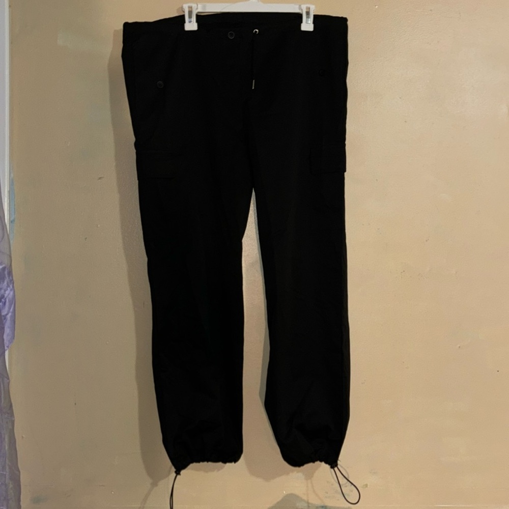 Black parachute pants